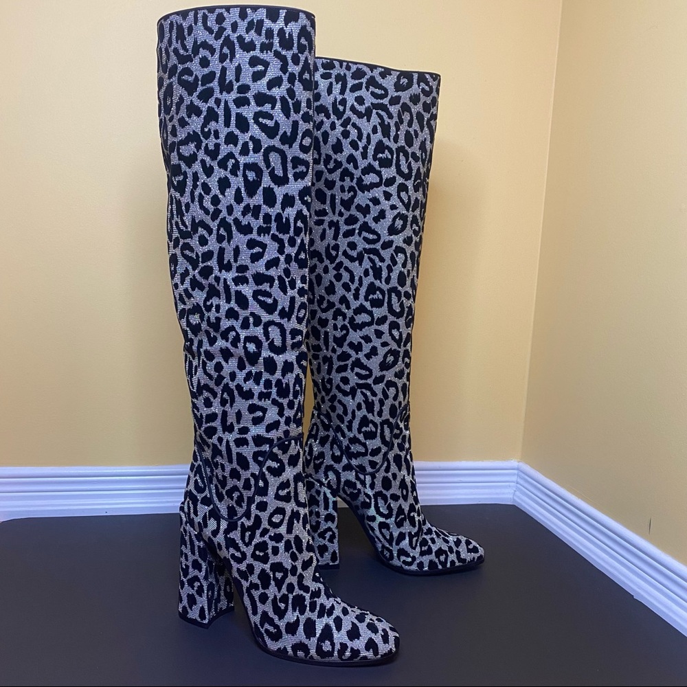 DOLCE & GABBANA Animal Print Grosgrain Trim Boots